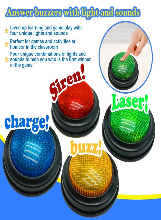 Gelabur 8-Pack Buzzers for Trivia Games, Answer Buzzers for Classroom, Family Feud Jeopardy Buzzer, Game Buzzers with Lights and Sound for Classroom - Image 3